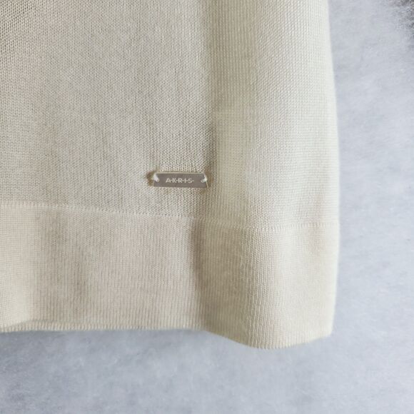 US 4 Akris Cashmere Silk Crew Neck Sweater Long Sleeves Cream Knit Lightweight - Picture 10 of 14